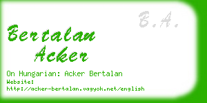 bertalan acker business card